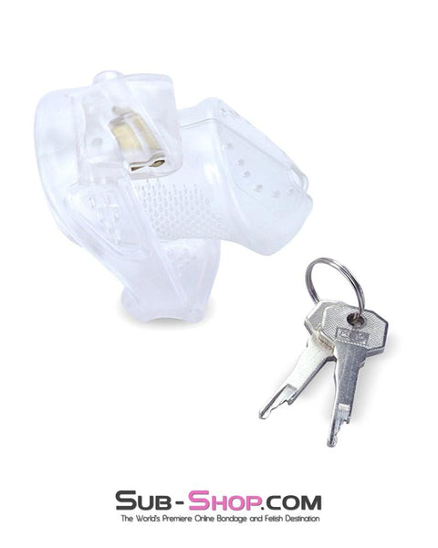 1305AR-SIS      Mistresses Little Sissy Slave Short Clear High Security Ventilated Locking Male Chastity Device Sissy   , Sub-Shop.com Bondage and Fetish Superstore