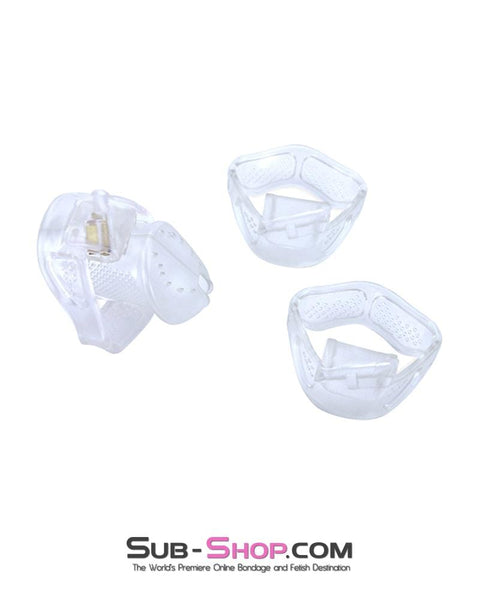 1305AR      Mistresses Little Slave Short Clear High Security Ventilated Locking Male Chastity Device Chastity   , Sub-Shop.com Bondage and Fetish Superstore