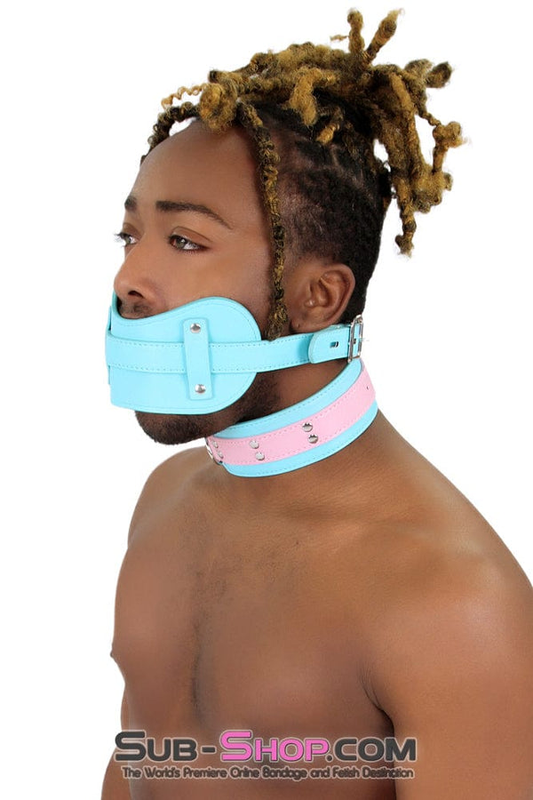 1322MQ-SIS      Stuff It Pretty Sissy Good Locking Diamond Blue Muffler Mistress Sessions Panel Strap Stuffed Ball Gag Sissy   , Sub-Shop.com Bondage and Fetish Superstore