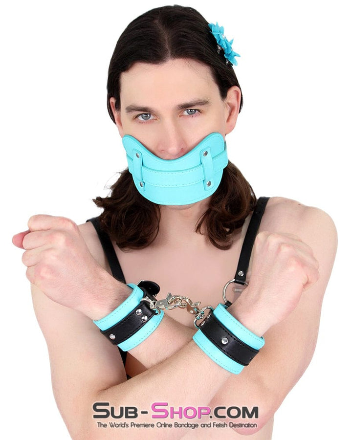1322MQ-SIS      Stuff It Pretty Sissy Good Locking Diamond Blue Muffler Mistress Sessions Panel Strap Stuffed Ball Gag Sissy   , Sub-Shop.com Bondage and Fetish Superstore