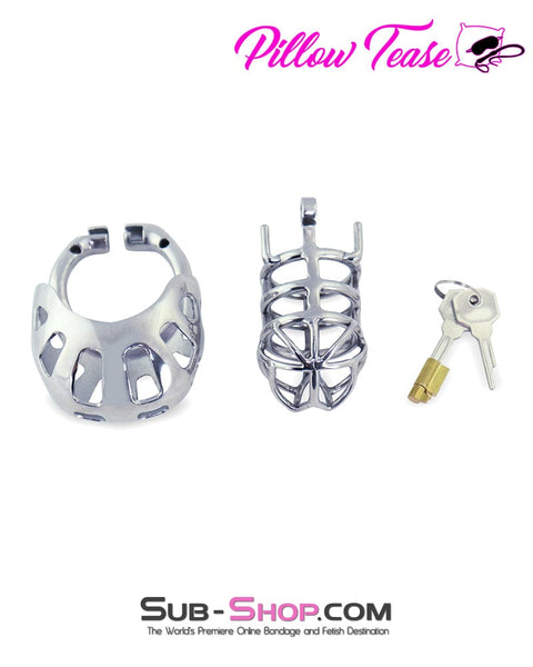 1341AR      Full Coverage Steel Locking Chastity Tease and CBT Device, 1.75" Cock Ring Chastity   , Sub-Shop.com Bondage and Fetish Superstore