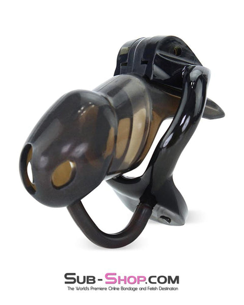 1348AR-SIS      Sissy Cuckhold Short Black Cock Blocker Silicone Locking Male Chastity with Ball Divider Sissy   , Sub-Shop.com Bondage and Fetish Superstore