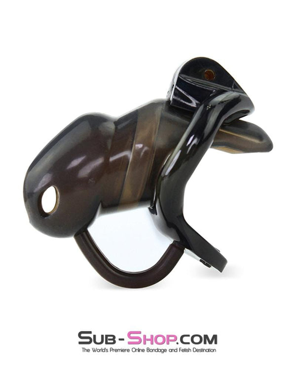 1348AR-SIS      Sissy Cuckhold Short Black Cock Blocker Silicone Locking Male Chastity with Ball Divider Sissy   , Sub-Shop.com Bondage and Fetish Superstore