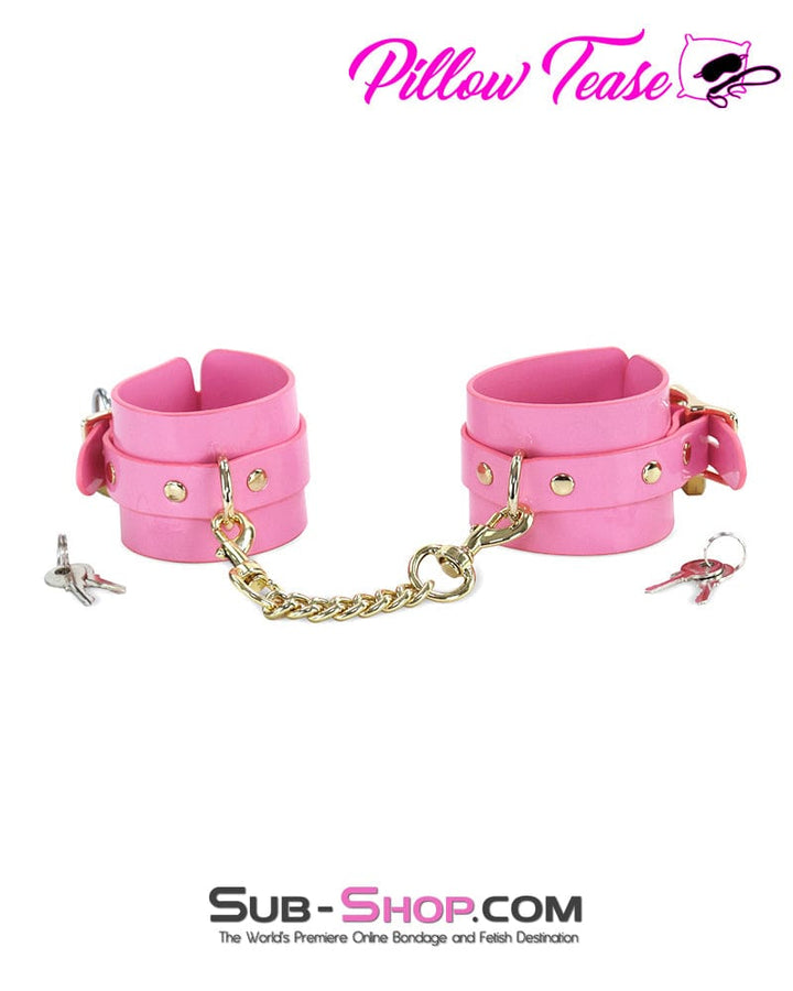 1385DL      Locking Patent Leather Bondage Shackles with Locks and Connection Chain Cuffs   , Sub-Shop.com Bondage and Fetish Superstore