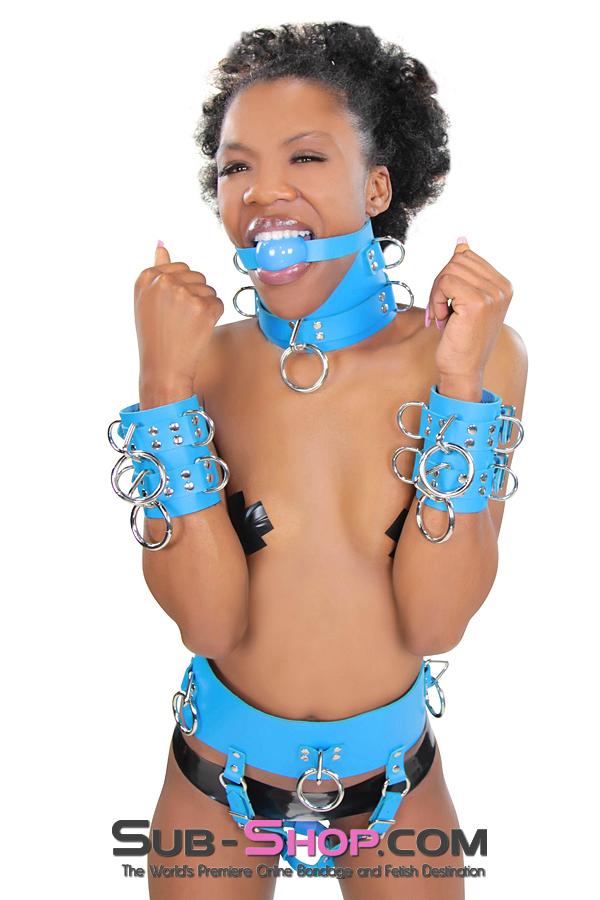 2444A      Candy Blue Leather Classic Ball Gag Strap, Royal Blue Ball Ballgag   , Sub-Shop.com Bondage and Fetish Superstore