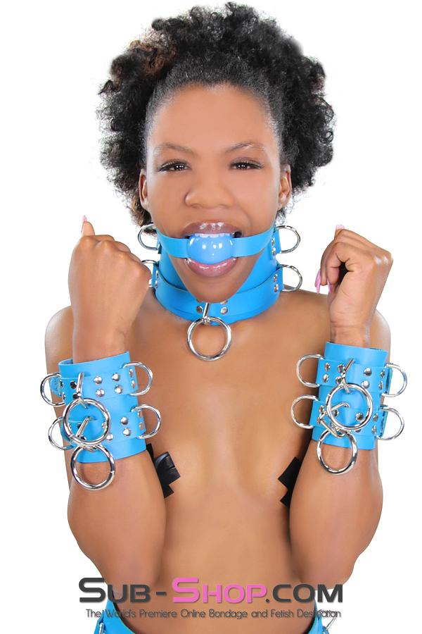 2444A      Candy Blue Leather Classic Ball Gag Strap, Royal Blue Ball Ballgag   , Sub-Shop.com Bondage and Fetish Superstore