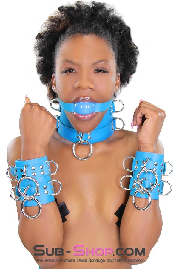2444A      Candy Blue Leather Classic Ball Gag Strap, Royal Blue Ball Ballgag   , Sub-Shop.com Bondage and Fetish Superstore
