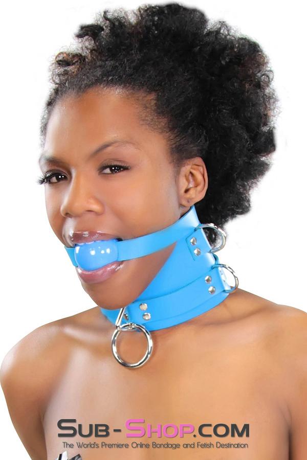 2444A      Candy Blue Leather Classic Ball Gag Strap, Royal Blue Ball Ballgag   , Sub-Shop.com Bondage and Fetish Superstore