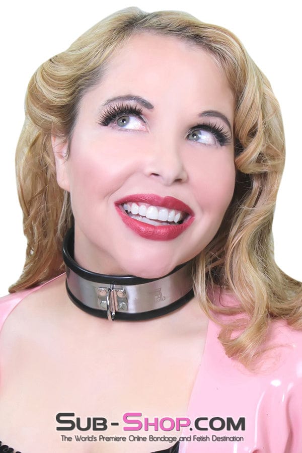 1404R      Steel The Show Black Rubber Lined Locking Stainless Steel Collar - MEGA Deal MEGA Deal   , Sub-Shop.com Bondage and Fetish Superstore