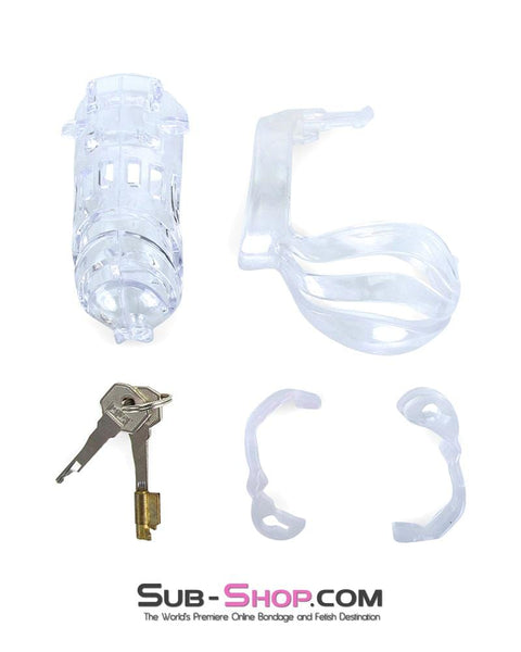 1414AR      The Vortex Clear Full Cock and Ball Enclosure High Security Locking Cock Tease Cage Chastity - MEGA Deal MEGA Deal   , Sub-Shop.com Bondage and Fetish Superstore