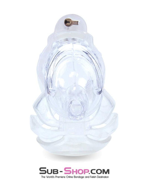 1414AR-SIS      Sissy Vortex Clear Full Cock and Ball Enclosure High Security Pin Tumbler Locking Cock Cage Chastity Sissy   , Sub-Shop.com Bondage and Fetish Superstore