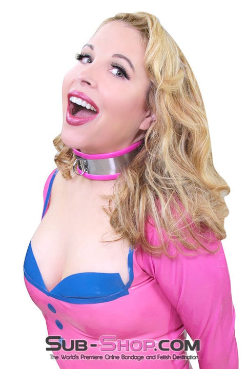 1417R      Pink Rubber Lined Locking Stainless Steel Collar Collar   , Sub-Shop.com Bondage and Fetish Superstore
