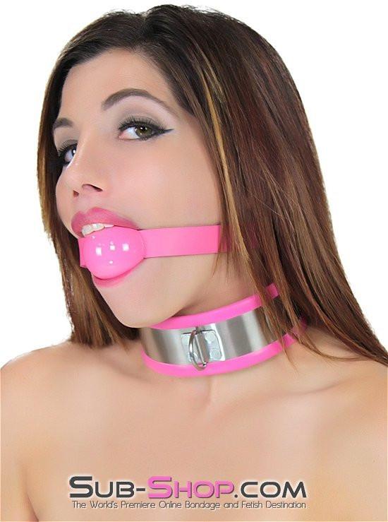 1417R      Pink Rubber Lined Locking Stainless Steel Collar Collar   , Sub-Shop.com Bondage and Fetish Superstore