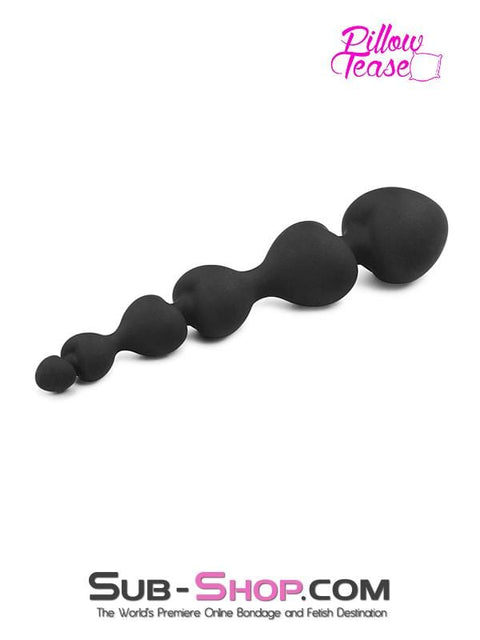 1426M      Black Silicone Heart Beaded Anal Massager Anal Toys   , Sub-Shop.com Bondage and Fetish Superstore