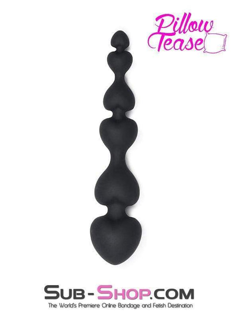 1426M-SIS      Black Silicone Heart Beaded Anal Massager Sissy   , Sub-Shop.com Bondage and Fetish Superstore