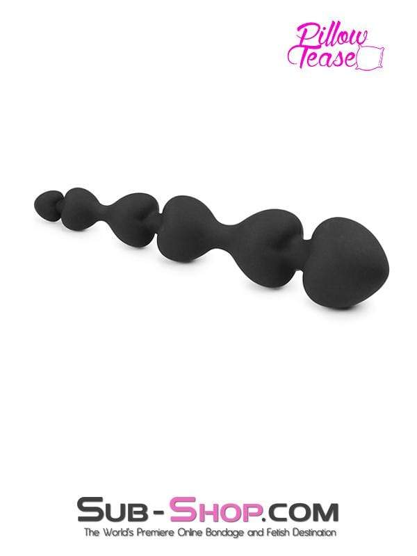 1426M-SIS      Black Silicone Heart Beaded Anal Massager Sissy   , Sub-Shop.com Bondage and Fetish Superstore