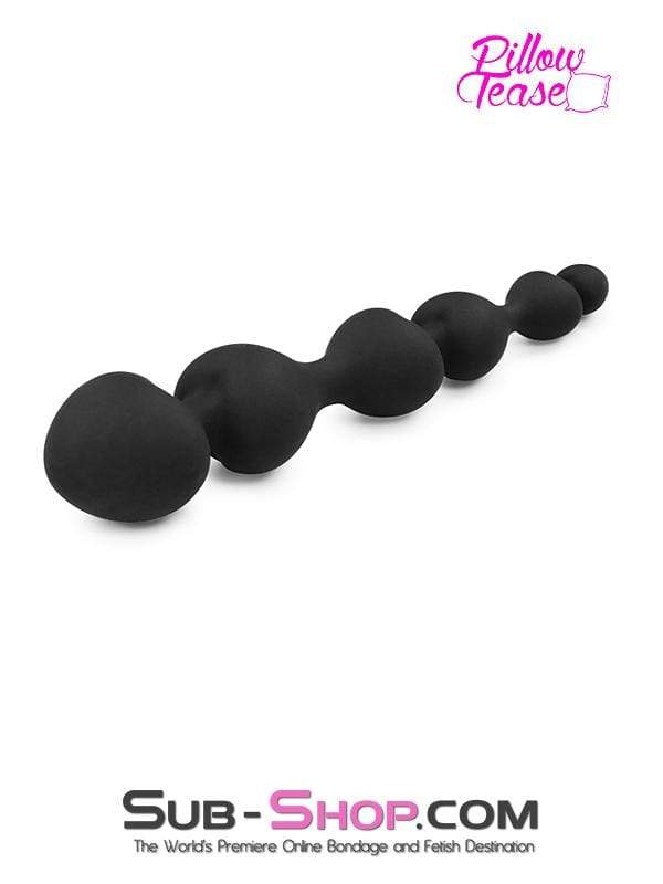 1426M-SIS      Black Silicone Heart Beaded Anal Massager Sissy   , Sub-Shop.com Bondage and Fetish Superstore