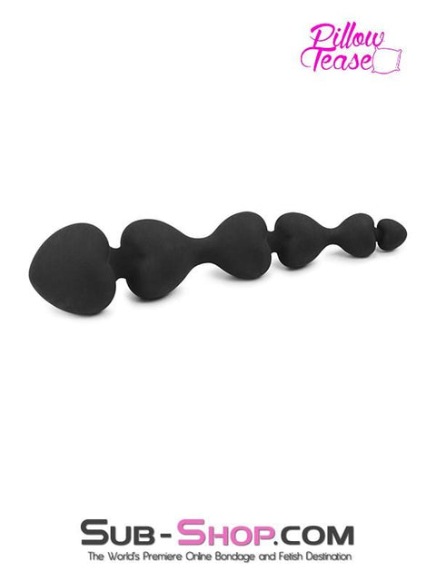1426M      Black Silicone Heart Beaded Anal Massager Anal Toys   , Sub-Shop.com Bondage and Fetish Superstore