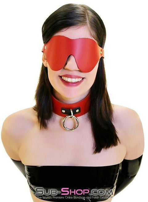 1452A      Lust In The Dark Red Leather Blindfold Blindfold   , Sub-Shop.com Bondage and Fetish Superstore