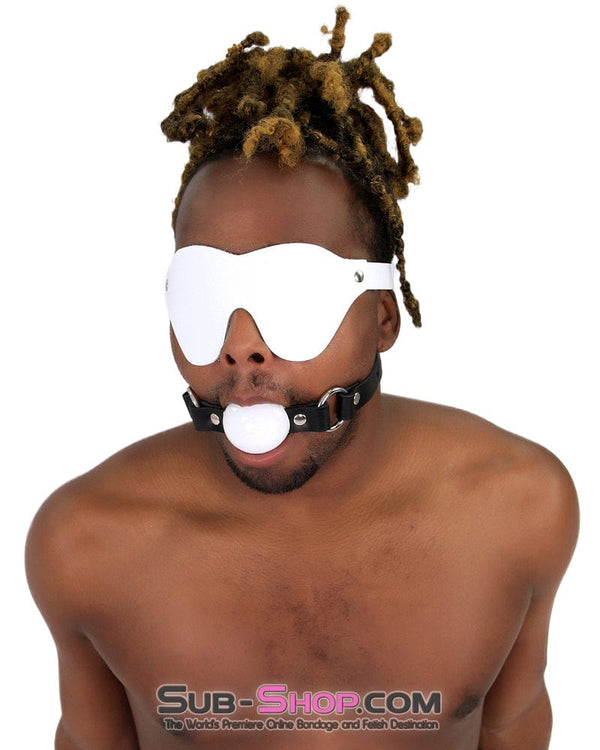 1453A-SIS      Pure Pleasure White Leather Accessory Feminization Mistress Sissy Bondage Blindfold Sissy   , Sub-Shop.com Bondage and Fetish Superstore