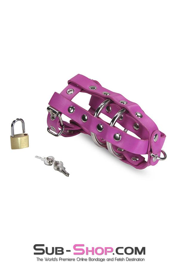 1461DL     Sissy’s Locking Leatherette Cock & Balls Cage with Lead Ring Tip Cock Cage   , Sub-Shop.com Bondage and Fetish Superstore
