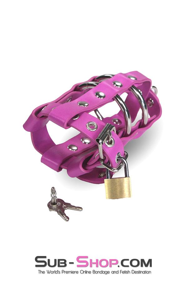 1461DL     Sissy’s Locking Leatherette Cock & Balls Cage with Lead Ring Tip Cock Cage   , Sub-Shop.com Bondage and Fetish Superstore