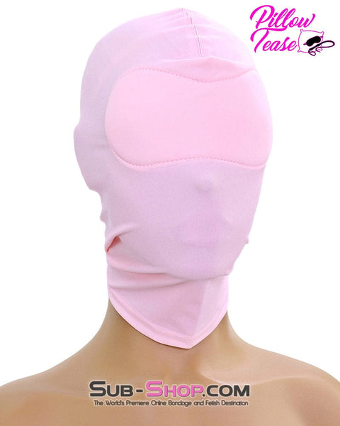 1474DL      Pink Spandex Bondage Hood with Sewn In Blindfold Hoods   , Sub-Shop.com Bondage and Fetish Superstore