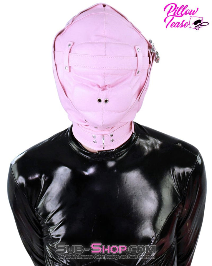 1476DL      Princess Pink Sensory Deprivation Locking Hood Hoods   , Sub-Shop.com Bondage and Fetish Superstore