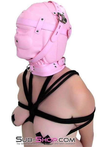 1476DL      Princess Pink Sensory Deprivation Locking Hood Hoods   , Sub-Shop.com Bondage and Fetish Superstore