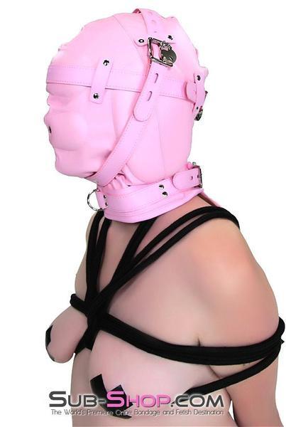 1476DL      Princess Pink Sensory Deprivation Locking Hood Hoods   , Sub-Shop.com Bondage and Fetish Superstore
