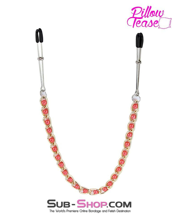 1488RS      Pink Beaded Gold Standard Beaded Jewel Tweezer Clamps - MEGA Deal MEGA Deal   , Sub-Shop.com Bondage and Fetish Superstore
