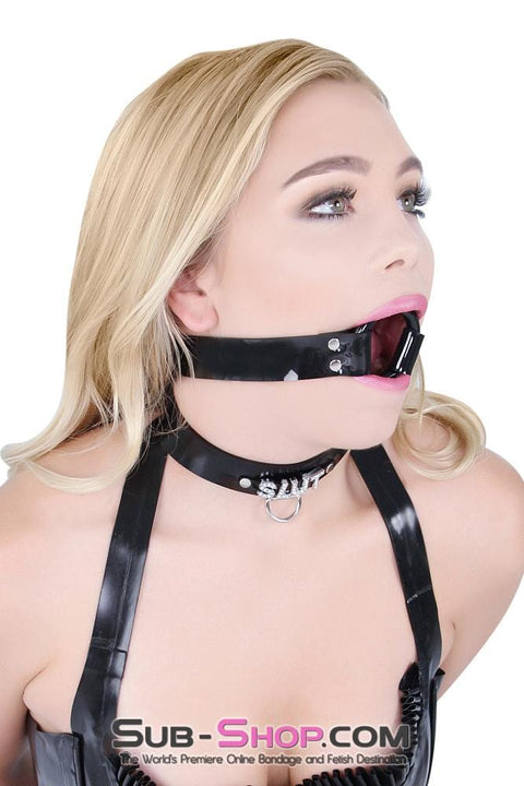 1492A      Black Luxe PVC Wide Strap Large Plastic Ring Gag Gags   , Sub-Shop.com Bondage and Fetish Superstore