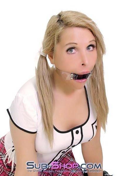 1495A-SIS      Pretty Forced Feminization Sissy Wench Clearly Wide Open Luxe Clear PVC Wide Strap Plastic Ring Gag Sissy   , Sub-Shop.com Bondage and Fetish Superstore