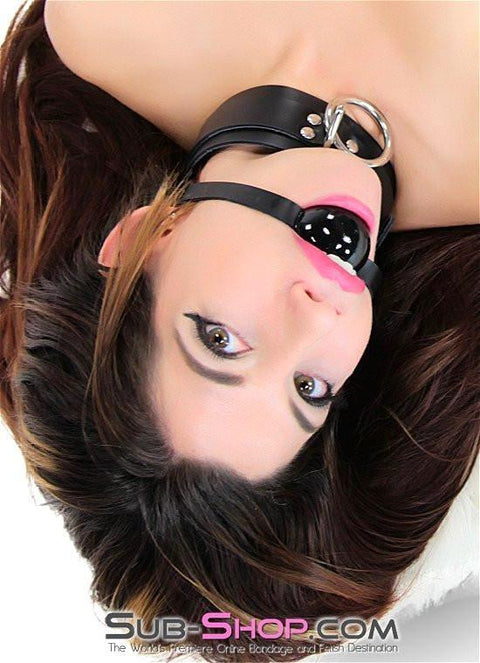 1501A      Thin Strap Buckling Ball Gag, Black Leather Strap, Black Ball Gags   , Sub-Shop.com Bondage and Fetish Superstore