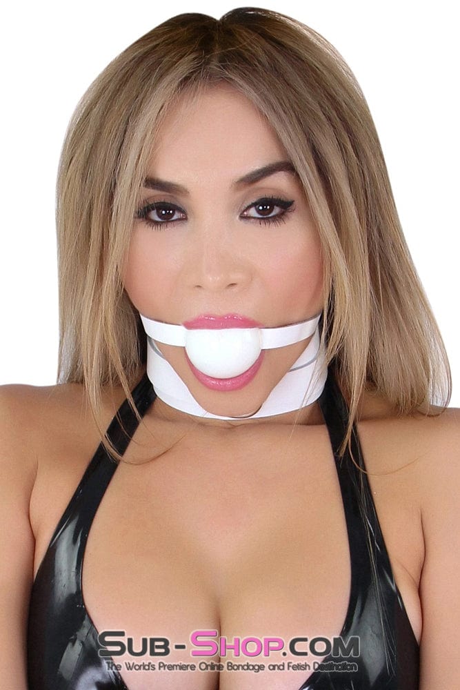 1522A      Pure Bondage White Leather Strap Ball Gag, White Ball Gags   , Sub-Shop.com Bondage and Fetish Superstore