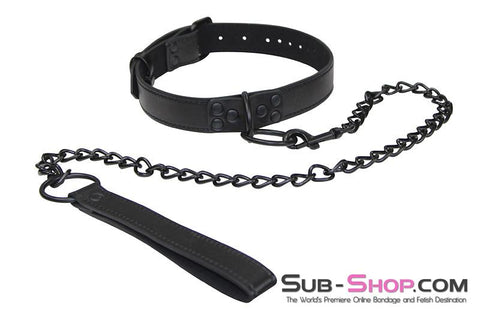 1547DL      Blackline Bondage Slave Collar and Leash Set Collar   , Sub-Shop.com Bondage and Fetish Superstore