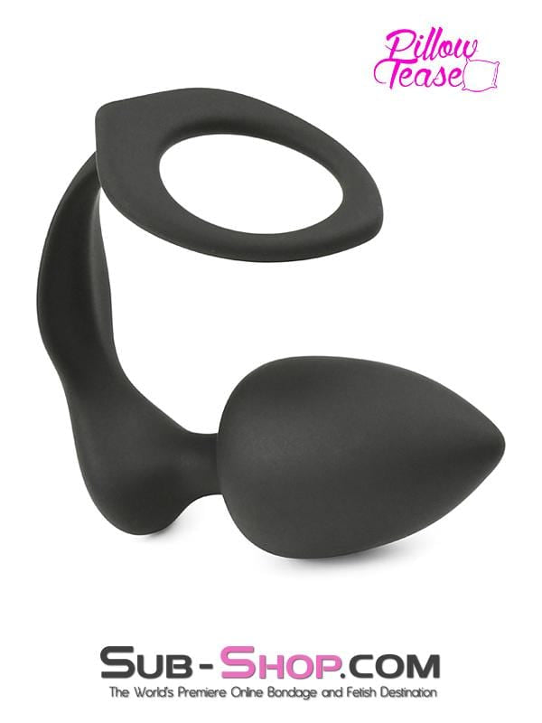 1553M      Silicone Cock Ring and Anal Plugger, Medium Plug Anal Toys   , Sub-Shop.com Bondage and Fetish Superstore
