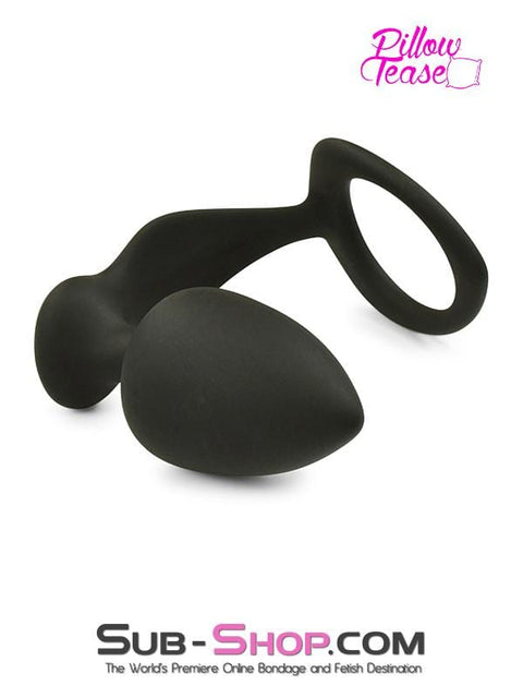1553M      Silicone Cock Ring and Anal Plugger, Medium Plug Anal Toys   , Sub-Shop.com Bondage and Fetish Superstore