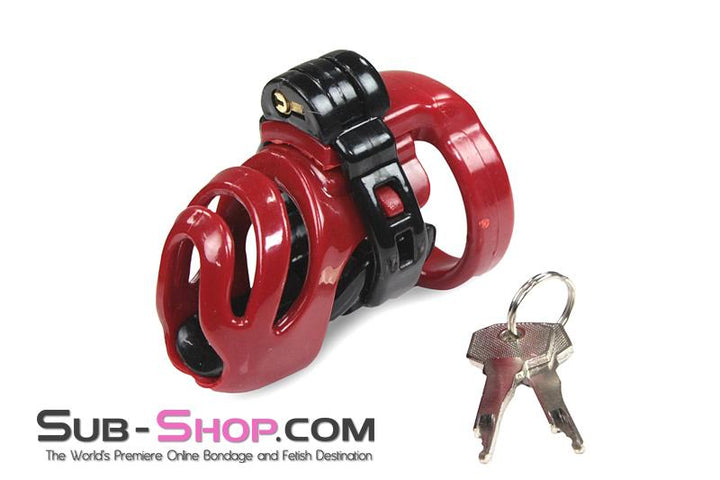 1559M      <b>BOGO!</b> Red Knight High Security Hinged Locking Male Chastity Device Chastity   , Sub-Shop.com Bondage and Fetish Superstore