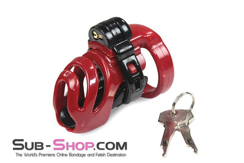 1559M      Red Knight High Security Hinged Locking Male Chastity Device - MEGA Deal MEGA Deal   , Sub-Shop.com Bondage and Fetish Superstore