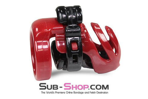 1559M      Red Knight High Security Hinged Locking Male Chastity Device Chastity   , Sub-Shop.com Bondage and Fetish Superstore