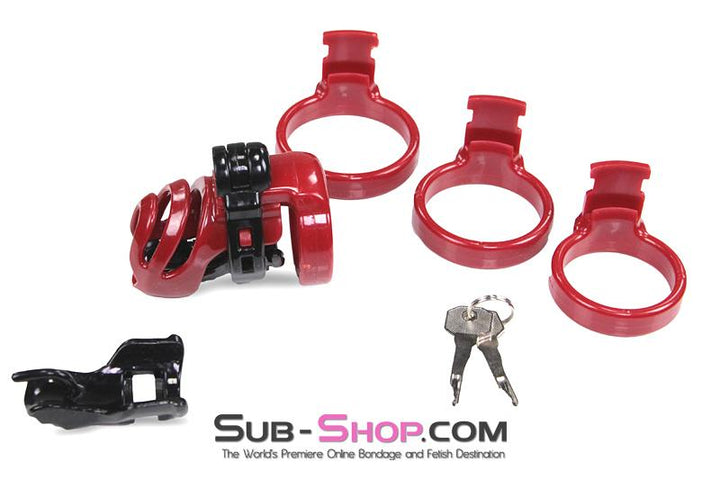 1559M      <b>BOGO!</b> Red Knight High Security Hinged Locking Male Chastity Device Chastity   , Sub-Shop.com Bondage and Fetish Superstore