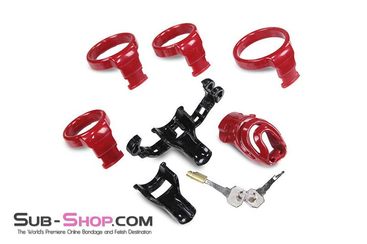 1559M      <b>BOGO!</b> Red Knight High Security Hinged Locking Male Chastity Device Chastity   , Sub-Shop.com Bondage and Fetish Superstore