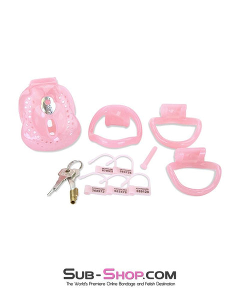 1587AR      Small Sissy Dungeon Cage Pink High Security Full Coverage Male Chastity Device Chastity   , Sub-Shop.com Bondage and Fetish Superstore