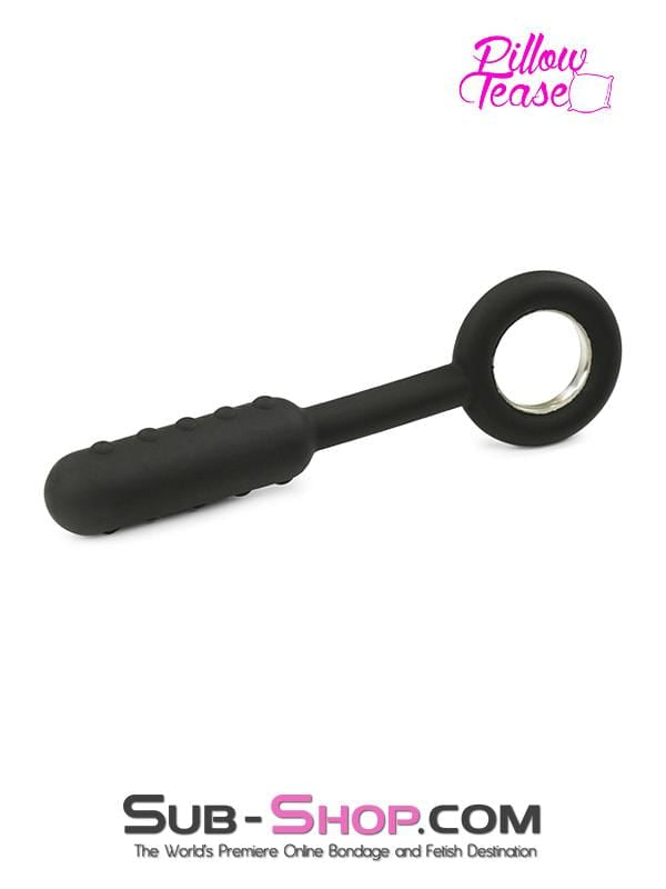 1595M    Bumpy Silicone Anal Probe with Metal Pull Ring Base - LAST CHANCE - Final Closeout! Black Friday Blowout   , Sub-Shop.com Bondage and Fetish Superstore