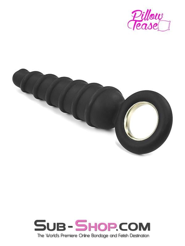 1632M      Twist Cone Spiral Silicone Anal Massager with Steel Pull Ring Butt Plug   , Sub-Shop.com Bondage and Fetish Superstore