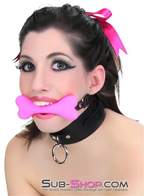 2964DL      Lil' Bitch Pup Small Pink Silicone Puppy Play Bone Gag Gags   , Sub-Shop.com Bondage and Fetish Superstore