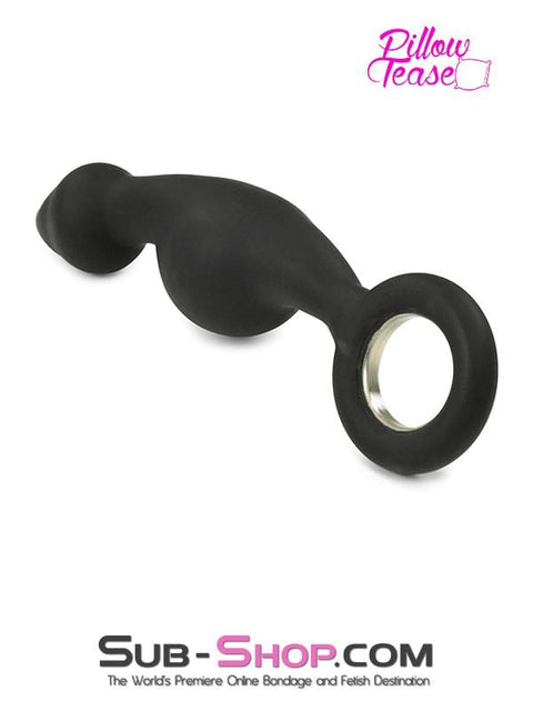 1650M      Double Bulb Silicone Anal Massager with Metal Pull Ring - LAST CHANCE - Final Closeout! Black Friday Blowout   , Sub-Shop.com Bondage and Fetish Superstore
