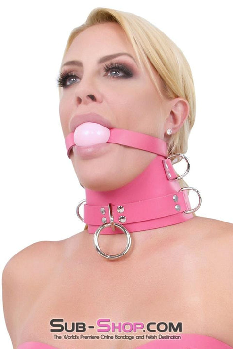 2541A      Hot Pink Classic Leather Ball Gag Strap, Candy Pop Pink Ball Gags   , Sub-Shop.com Bondage and Fetish Superstore