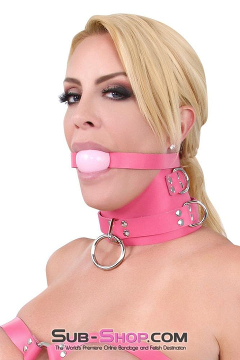 2541A      Hot Pink Classic Leather Ball Gag Strap, Candy Pop Pink Ball Gags   , Sub-Shop.com Bondage and Fetish Superstore